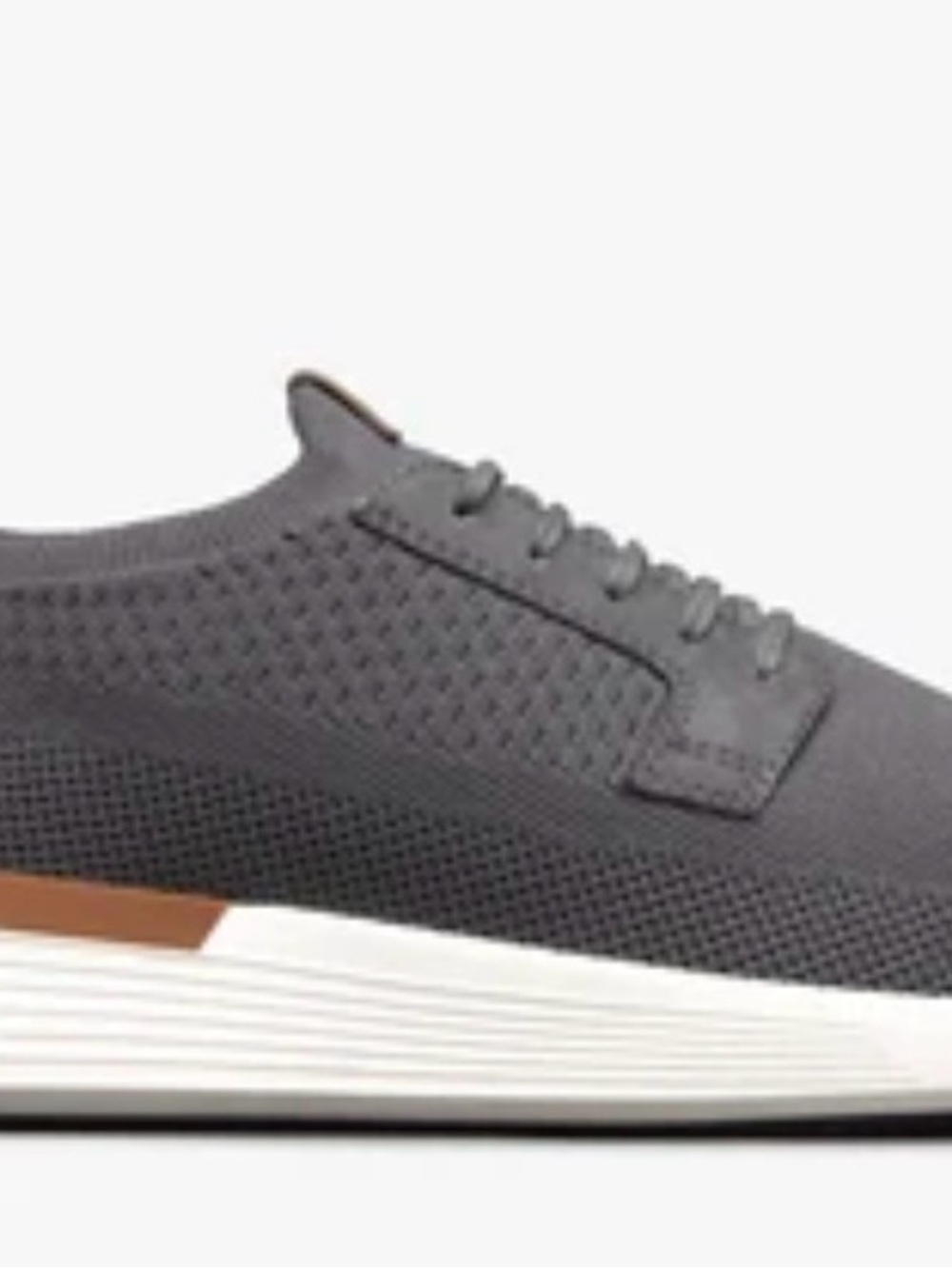 Wolf & Shepard Men's Knit Lace-Up Sneakers in Gray with Brown Accent